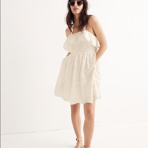 Madewell Embroidered Apron Dress with Ruffle